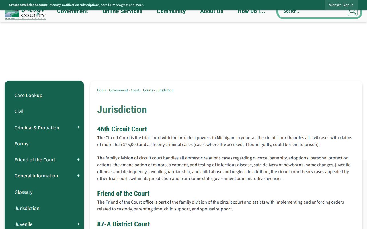 Otsego County court jurisdiction for arraignment bail and warrant matters